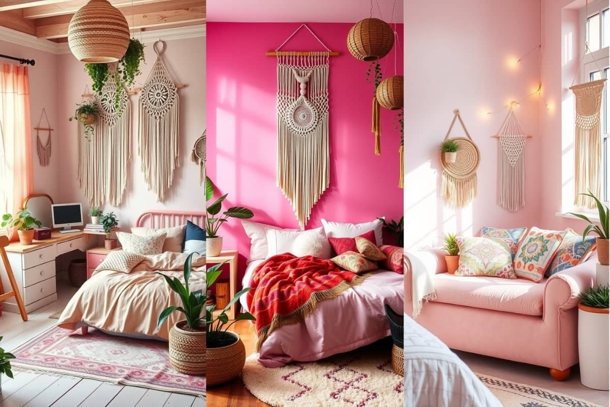 Pink Boho Style Bedroom Inspirations