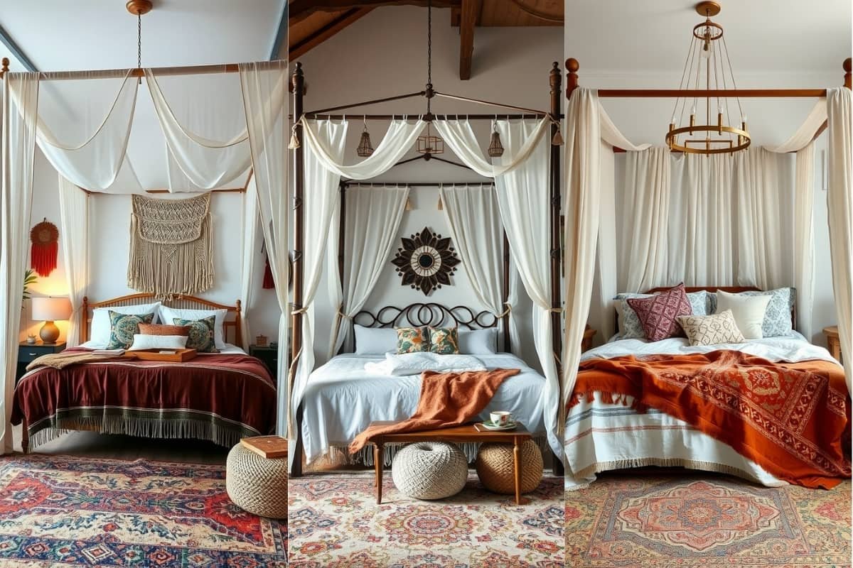 Serene Boho Bedrooms Featuring Stunning Canopy Beds